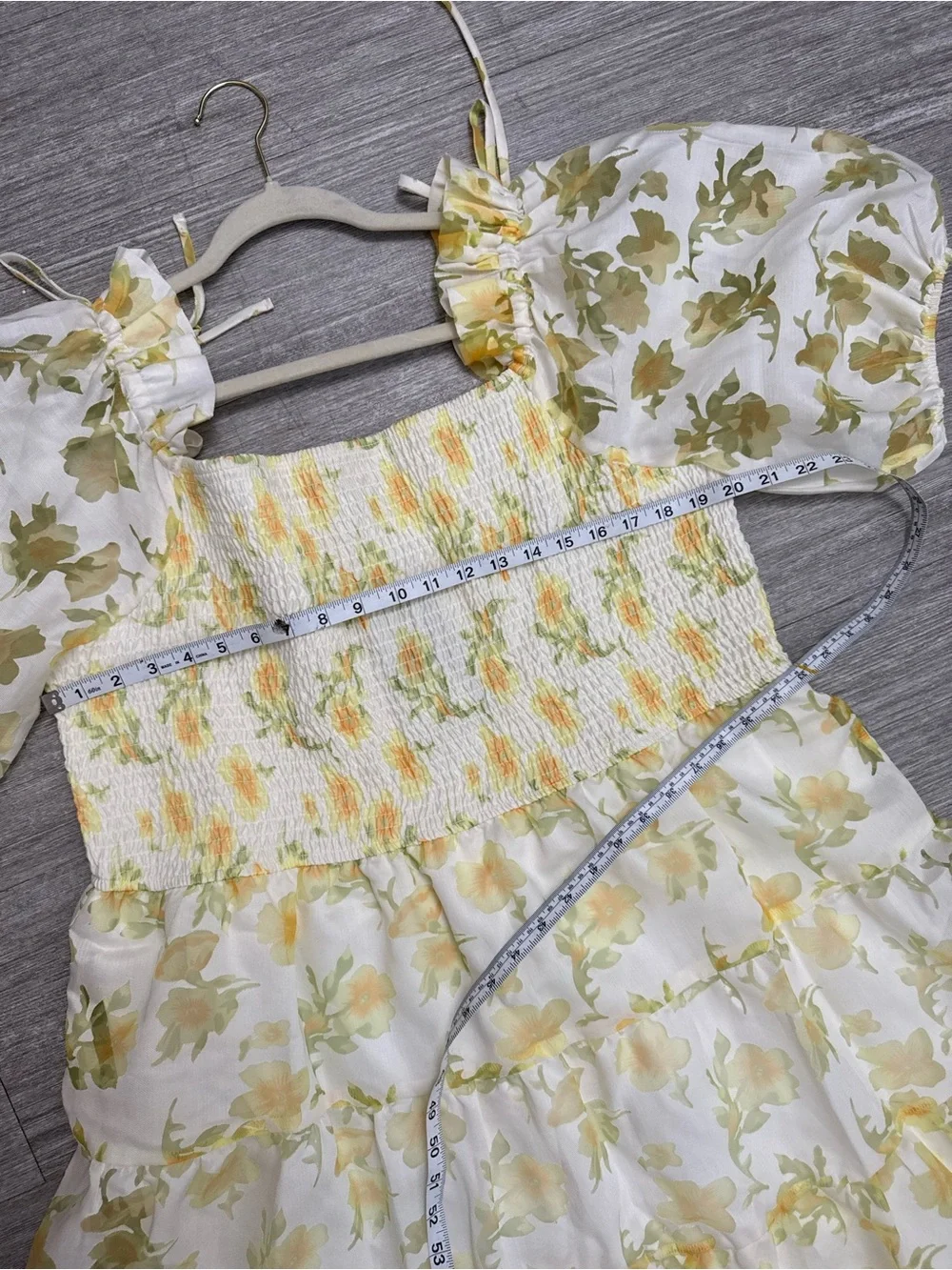 Layered with Love Yellow Floral Smocked Tiered Mini Dress 2X Cottagecore NWT